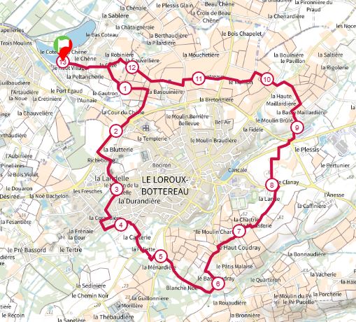 Parcours du Périphérique du Loroux 13km