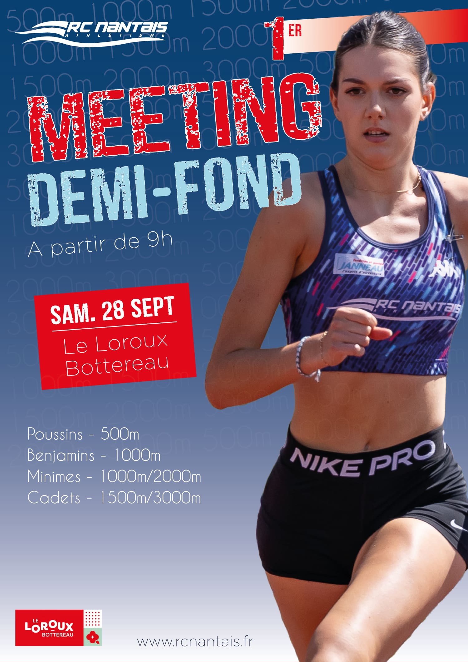 AFFICHE MEETING DEMI FOND LOROUX BOTTEREAU