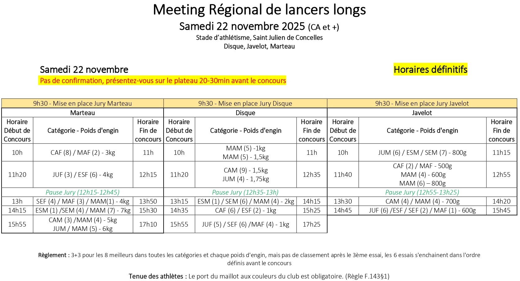 HORAIRES MEETING LANCERS CA 22.11.2025 Copie