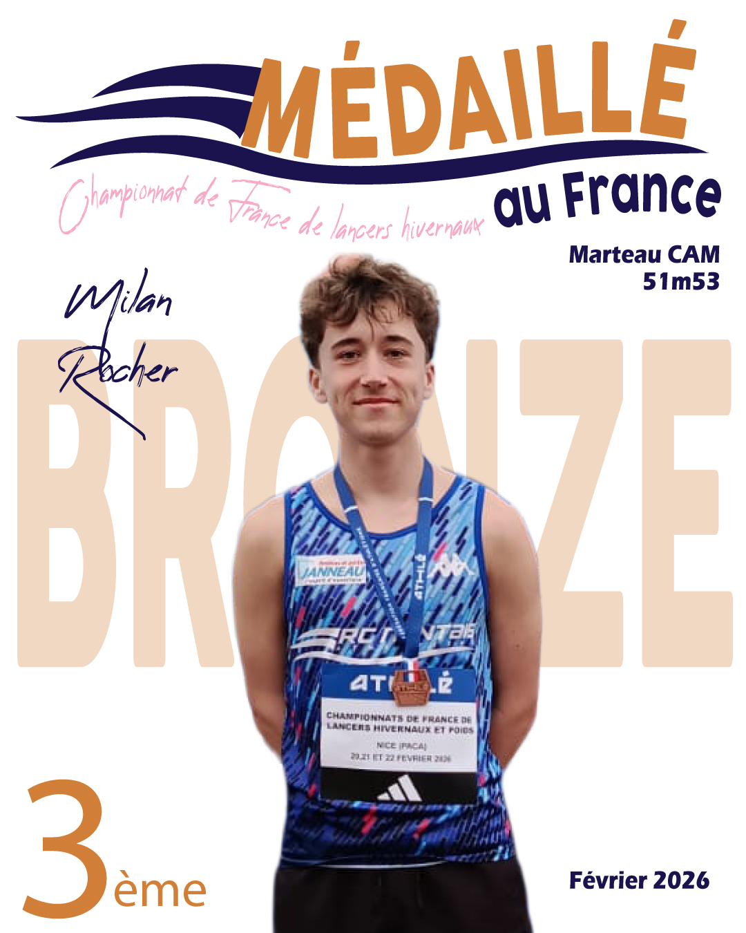 MEDAILLE BRONZE Milan Marteau CAM