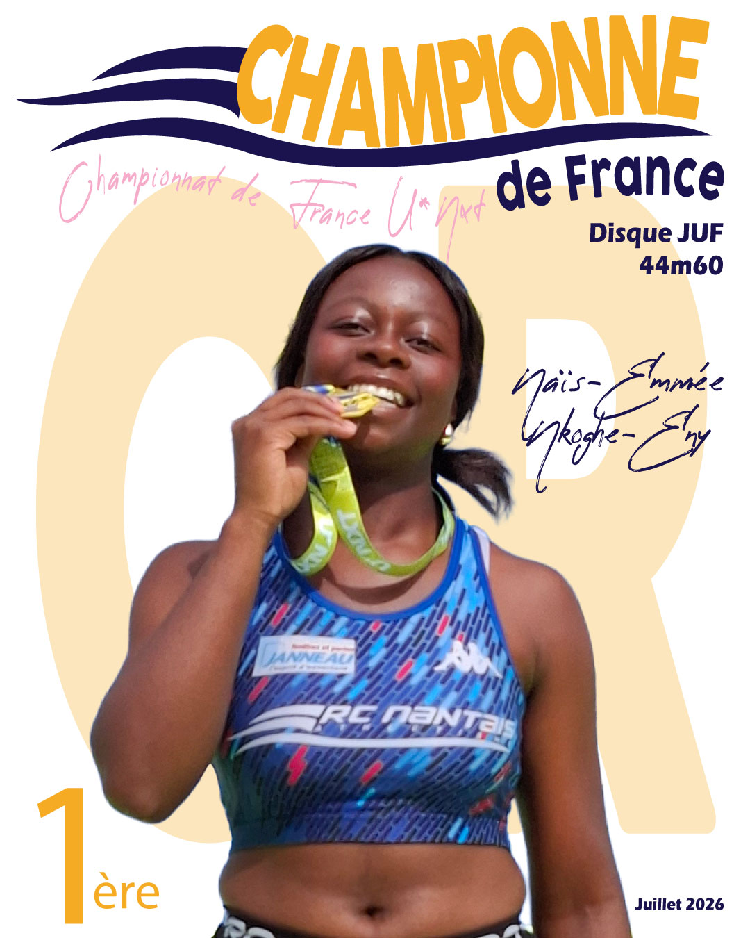 MEDAILLE OR NAIS EMMEE NKOGHE ENY DISQUE JUF