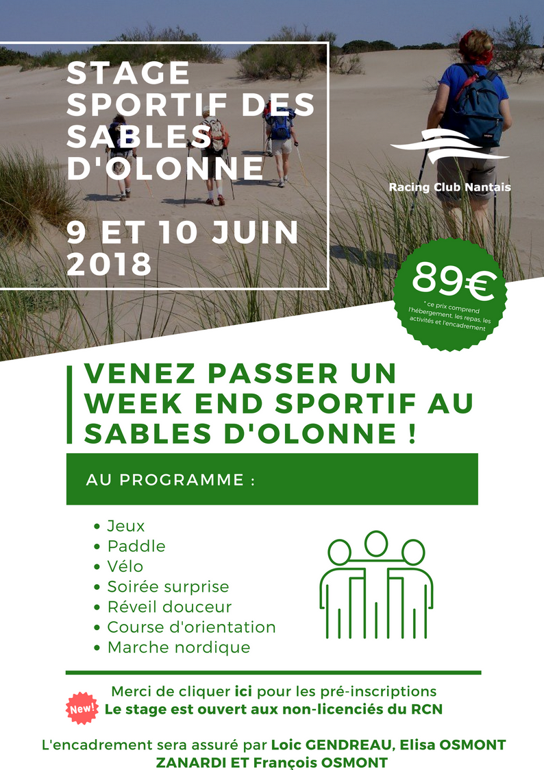 Affiche stage sportif des sables