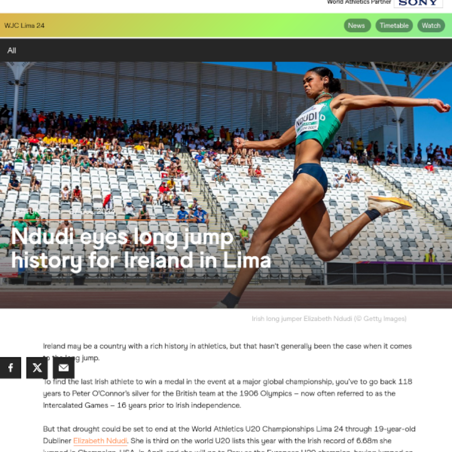 World Athletics 08/2024, Ndudi eyes long jump history for Ireland in Lima 