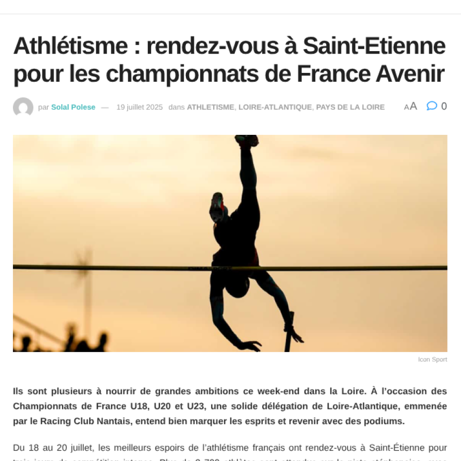 SPORTMAG 19/07/2025 : rendez-vous à Saint-Etienne pour les championnats de France Avenir