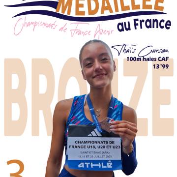 [THAÏS CURSAZ - MÉDAILLÉE DE BRONZE 100M HAIES CAF]⚪🔵