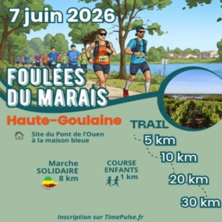 07/06/2026  Foulées du Marais HAUTE-GOULAINE 07/06/2026 -  Marathon de la Liberté CAEN 07/06/2026 -  Trails Entre Loire et Côteaux ANCENIS - ST GEREON 07/06/2026 -  Run & Vignes by VHS VALLET 07/06/2026 -  Marée Trail LA TURBALLE 06/06/2026 -  Triathlon E
