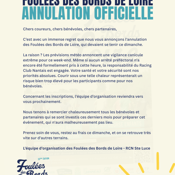 [ANNULATION FOULÉES DES BORD DE LOIRE]🔵⚪